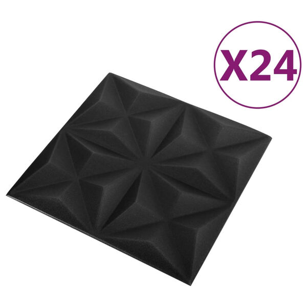 vidaXL 3D Wall Panels 24 pcs 50x50 cm Origami Black 6 m²
