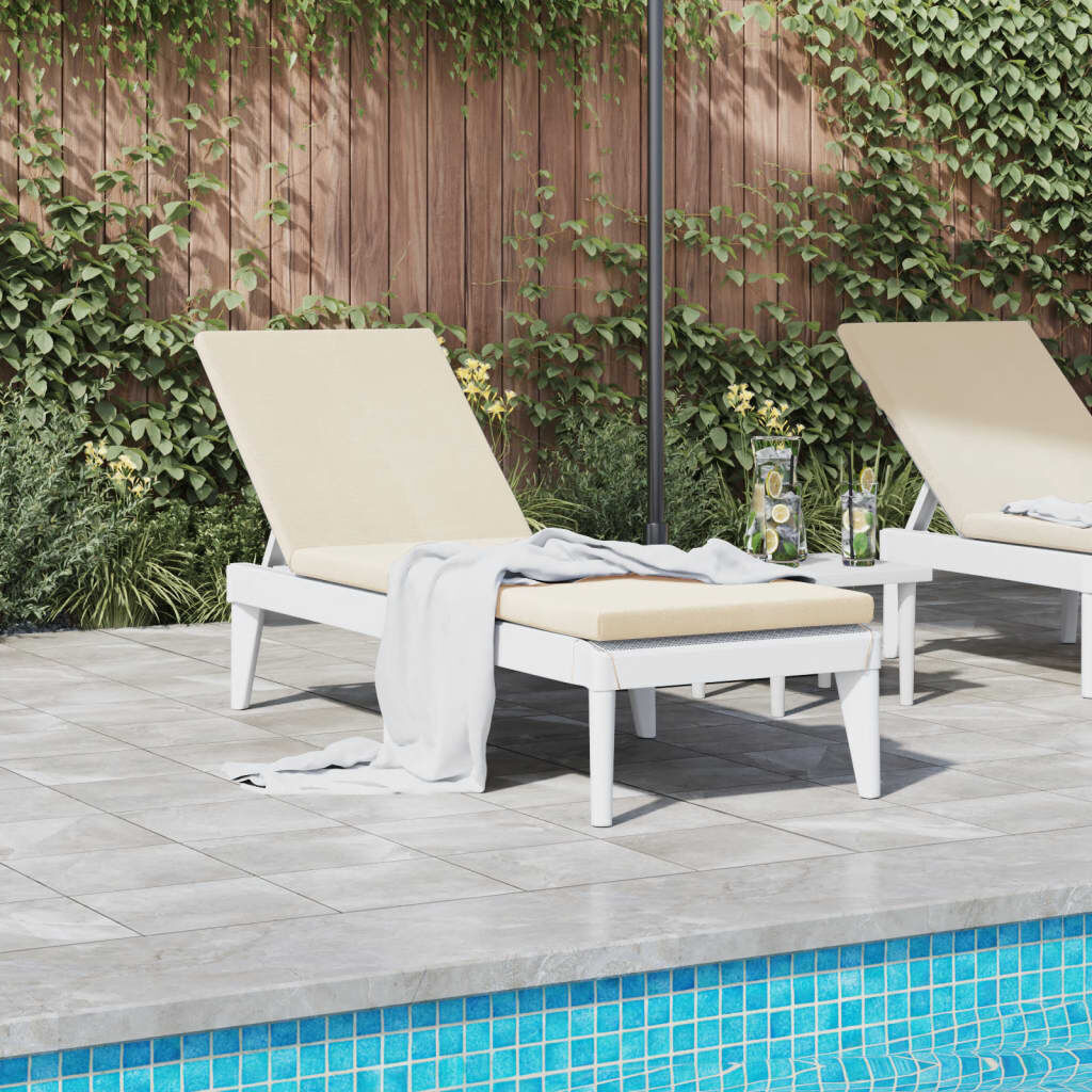 vidaXL Sun Lounger with Cushion White 186x60x29 cm PP