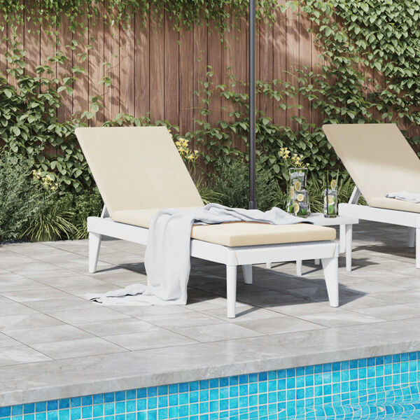 vidaXL Sun Lounger with Cushion White 186x60x29 cm PP