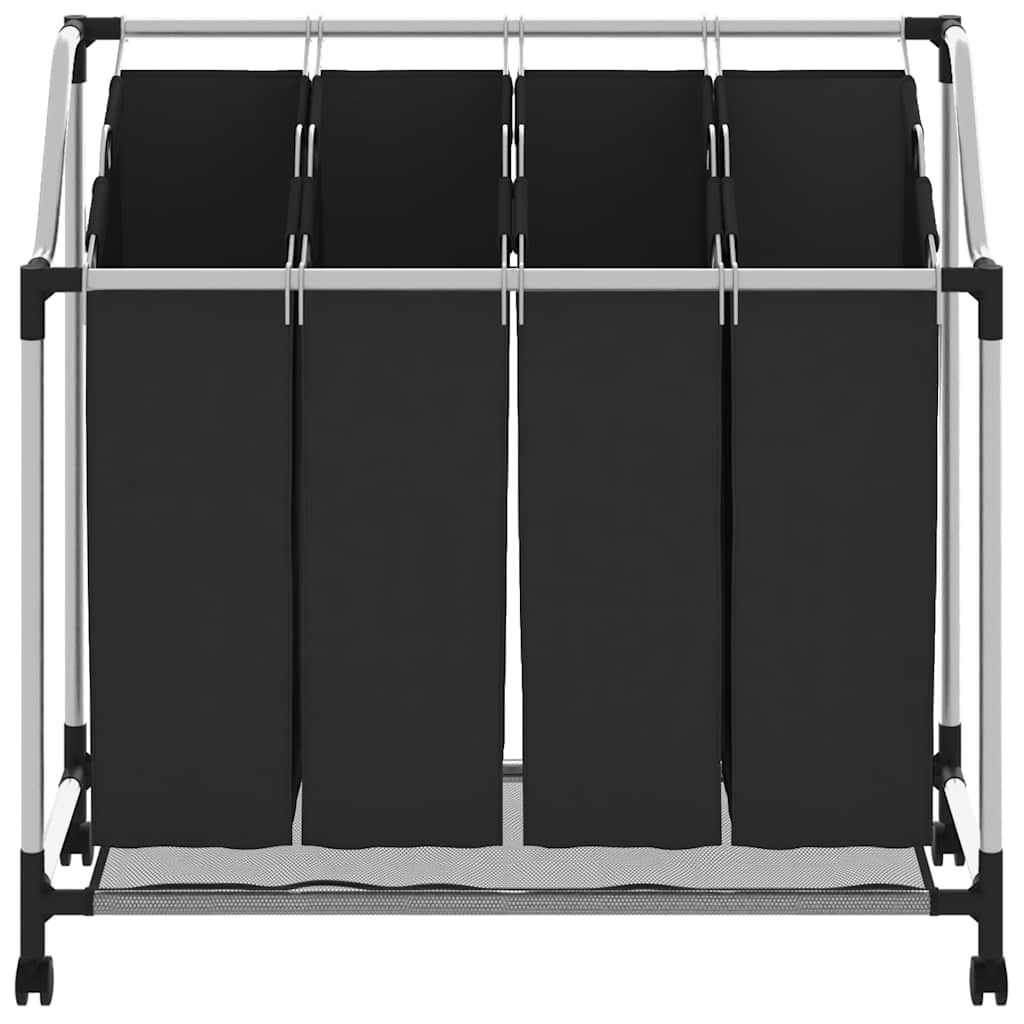 Laundry sorter with 4 bags black grey