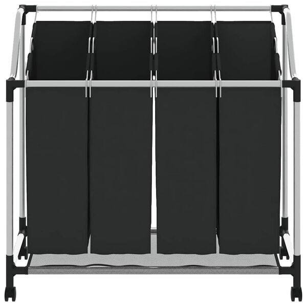 Laundry sorter with 4 bags black grey