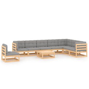 vidaXL 9 Piece Garden Lounge Set with Cushions Solid Pinewood