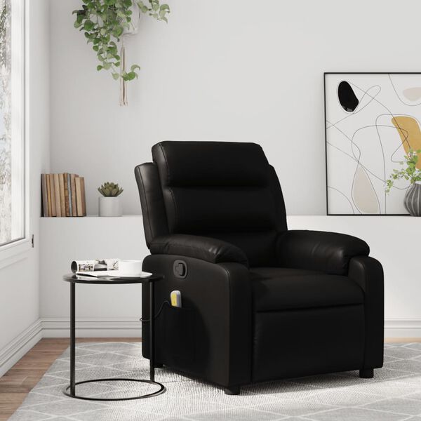 vidaXL Massage Recliner Chair Black Faux Leather