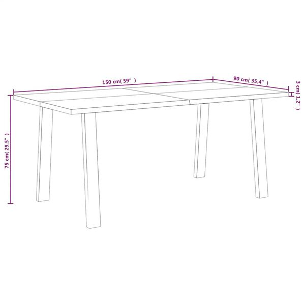 vidaXL Dining Table 150x90x75 cm Solid Wood Acacia