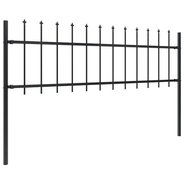 vidaXL Garden Fence with Spear Top Steel 359x60 cm Black