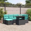vidaXL Garden Sofa Set with Cushion 7 pcs Black Poly rattan
