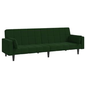 vidaXL 2-Seater Sofa Bed with Two Pillows Dark Green Velvet