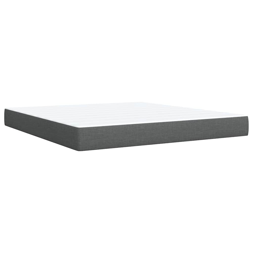 vidaXL Box Spring Bed with Mattress Dark Grey California King Fabric