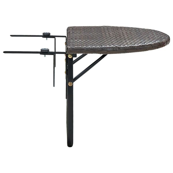 vidaXL Balcony Table Brown 60x60x40 cm Poly Rattan