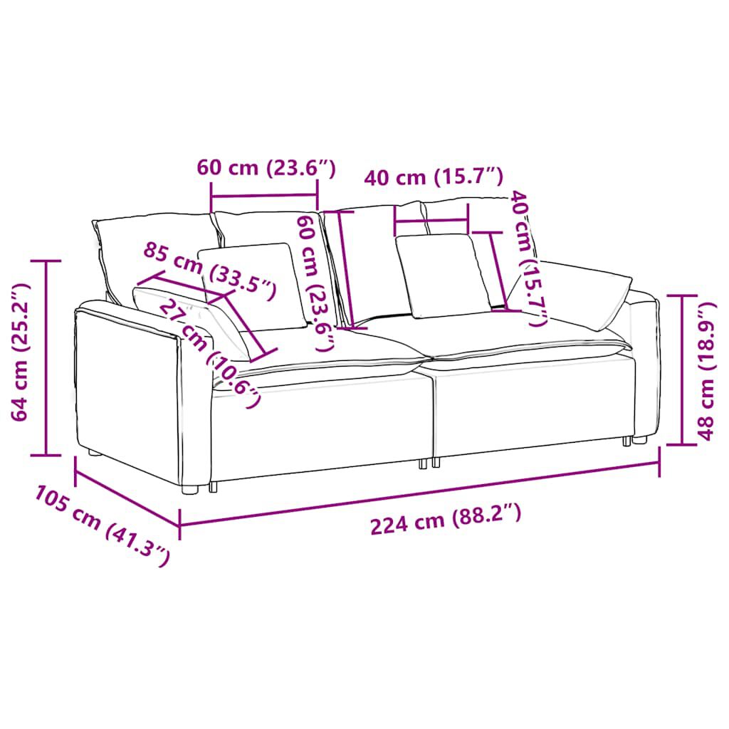 vidaXL Modular Sofa with Cushions Dark Grey