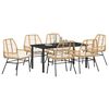 vidaXL Garden Dining Set 7 pcs Brown Poly Rattan