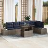 vidaXL Garden Sofa Set 7 pcs Grey and Navy Blue Poly Rattan