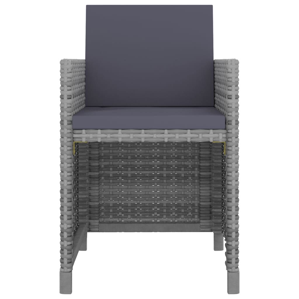vidaXL 5 Piece Outdoor Dining Set with Cushions Poly Rattan Grey