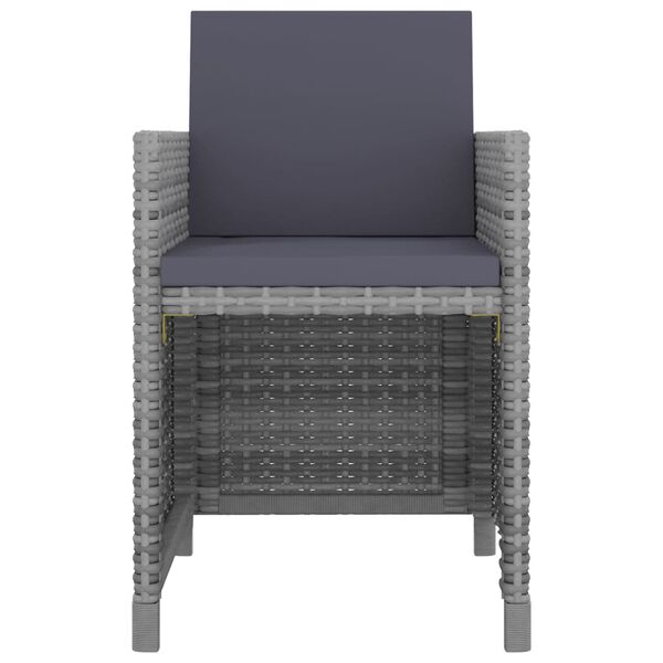 vidaXL 5 Piece Outdoor Dining Set with Cushions Poly Rattan Grey