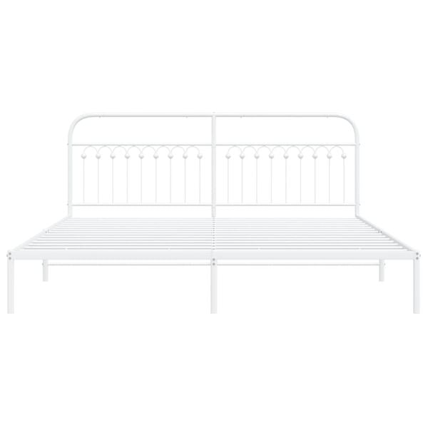 vidaXL Metal Bed Frame without Mattress with Headboard White 193x203cm