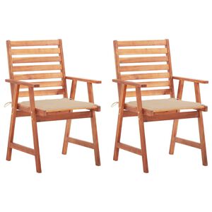 vidaXL Outdoor Dining Chairs 2 pcs with Cushions Solid Acacia Wood