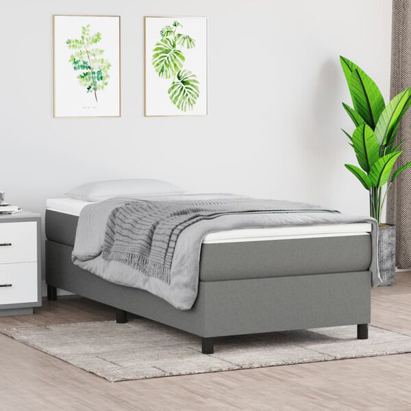vidaXL Bed Frame without Mattress Dark Grey Twin XL Fabric (US Only)