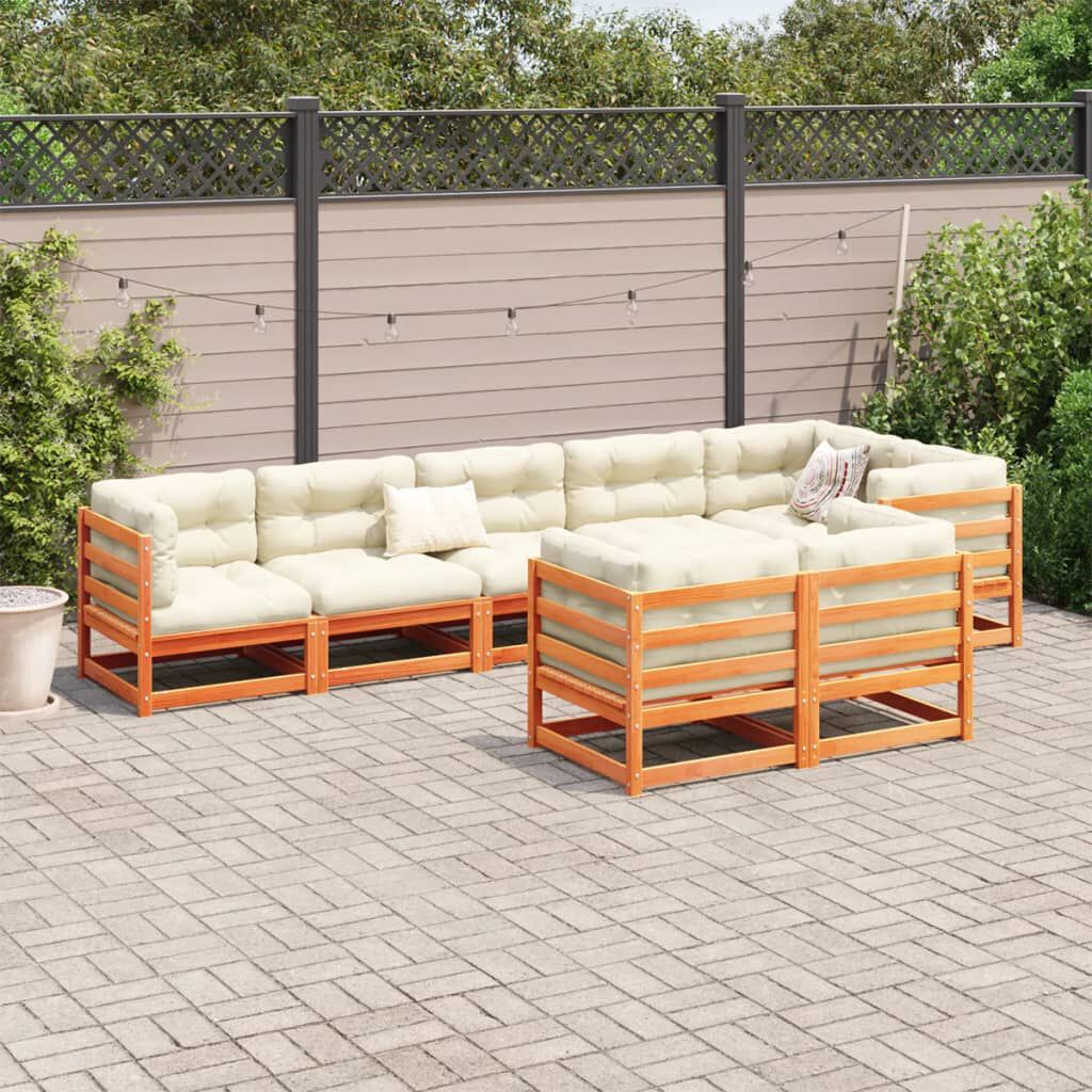 vidaXL 8 Piece Garden Sofa Set Wax Brown Solid Wood Pine