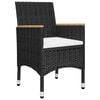 vidaXL 3 Piece Bistro Set Poly Rattan and Tempered Glass Black