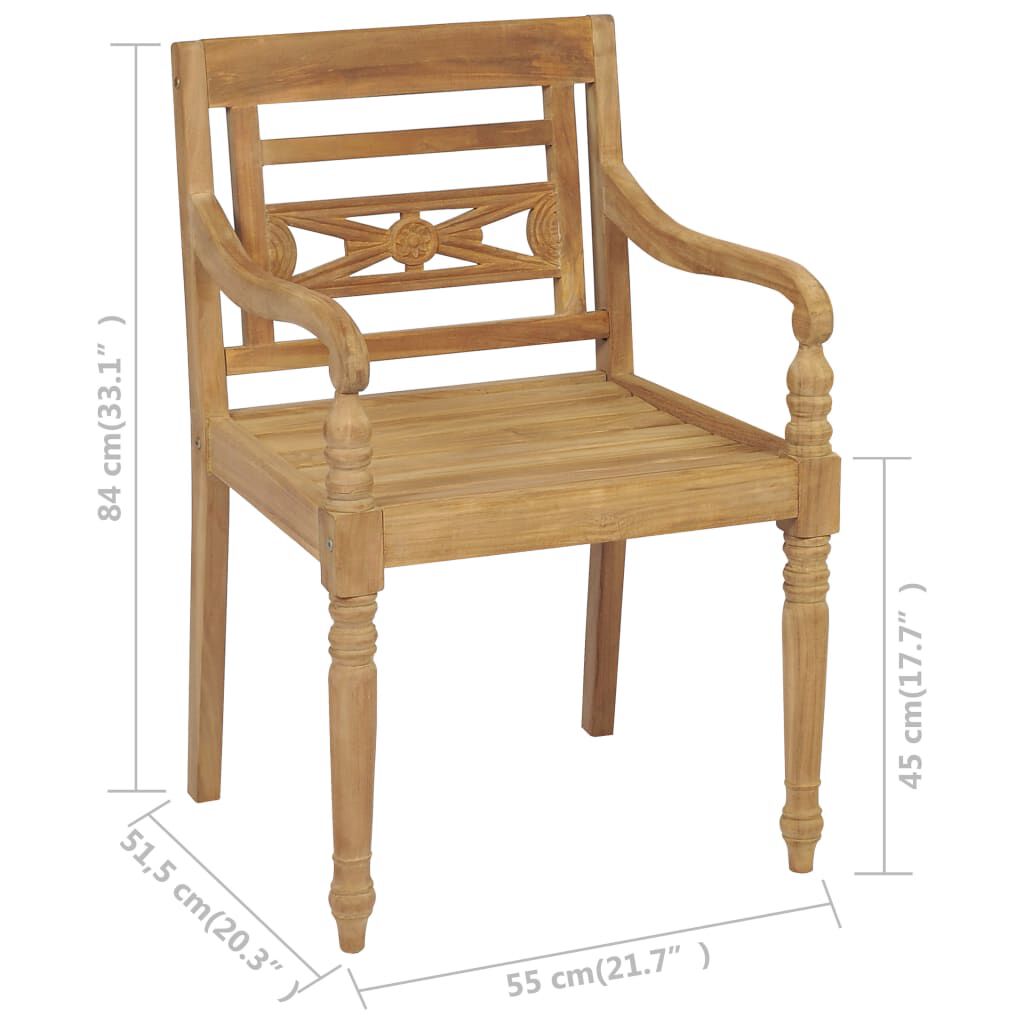 vidaXL Batavia Chairs 2 pcs with Anthracite Cushions Solid Teak Wood
