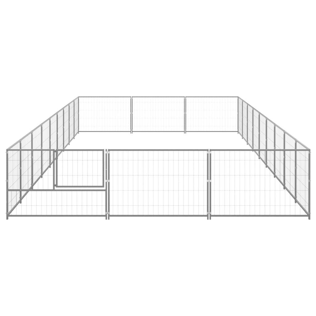 vidaXL Dog Kennel Silver 27 m² Steel