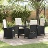 vidaXL Garden Dining Set with Cushion 5 pcs Black Poly Rattan