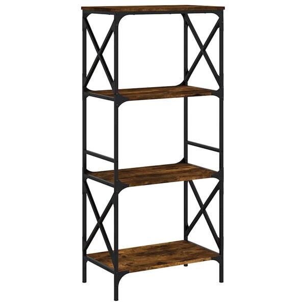 vidaXL Bookcase 4-Tier Smoked Oak 59x35x132 cm Engineered Wood