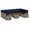 vidaXL Garden Sofa Set with Cushion 10 pcs Grey Poly Rattan