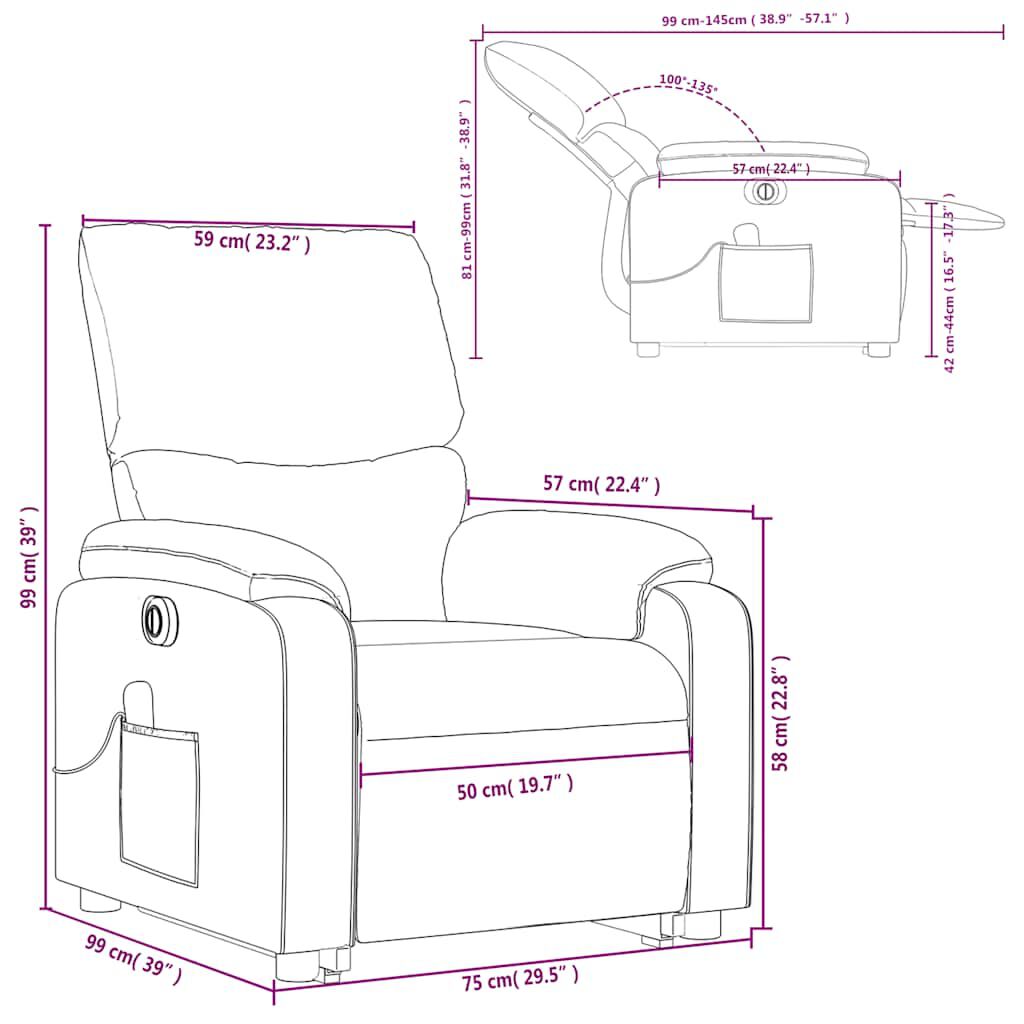 vidaXL Electric Stand up Massage Recliner Chair Dark Grey Fabric