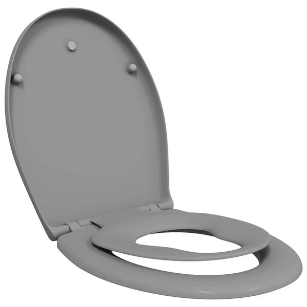 vidaXL Toilet Seat Grey 44.5 x 37.3 x 4.3 cm Duroplast