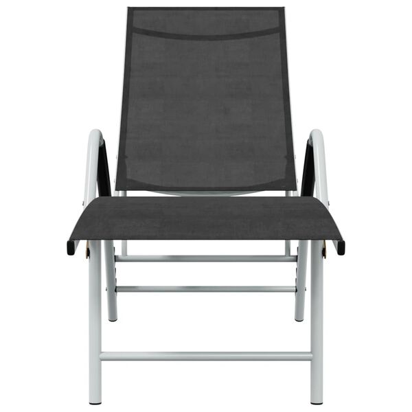 vidaXL Sun Lounger Textilene and Aluminium Black