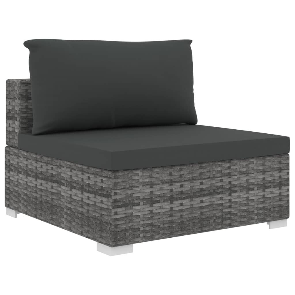 vidaXL 13 Piece Garden Lounge Set with Cushions Poly Rattan grey