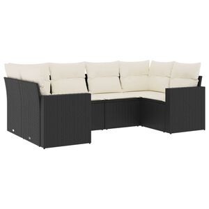 vidaXL 6 Piece Garden Sofa Set with Cushions Black Poly Rattan