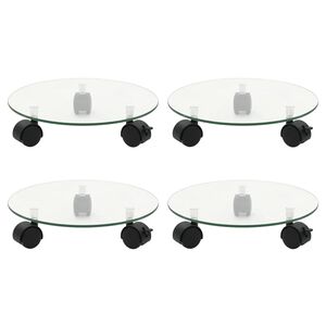vidaXL Plant Rollers 4 pcs 28 cm Tempered Glass Round