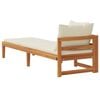 vidaXL Sun Lounger with 1 Armrest Cream White Solid Acacia Wood