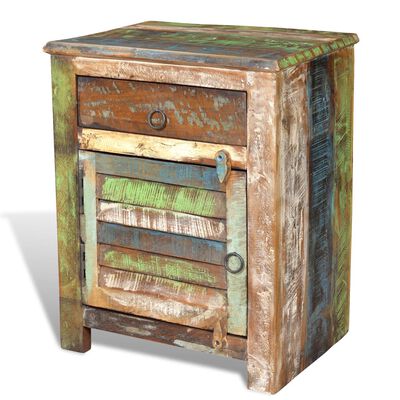 vidaXL End Table with 1 Drawer 1 Door Reclaimed Wood