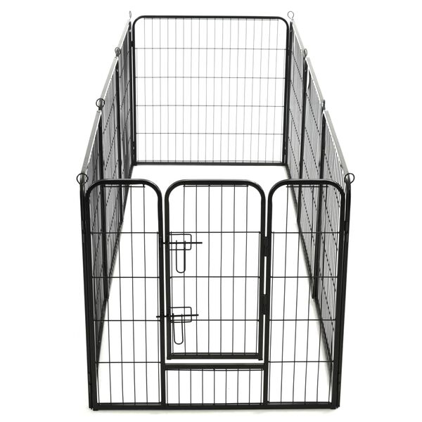 vidaXL Dog Playpen 8 Panels Steel 80x80 cm Black