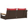 vidaXL Swing Bench with Cushions Brown 109x62x40 cm Poly Rattan