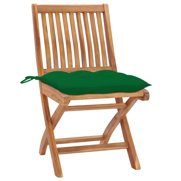 vidaXL Folding Garden Chairs with Cushions 4 pcs Solid Teak Wood
