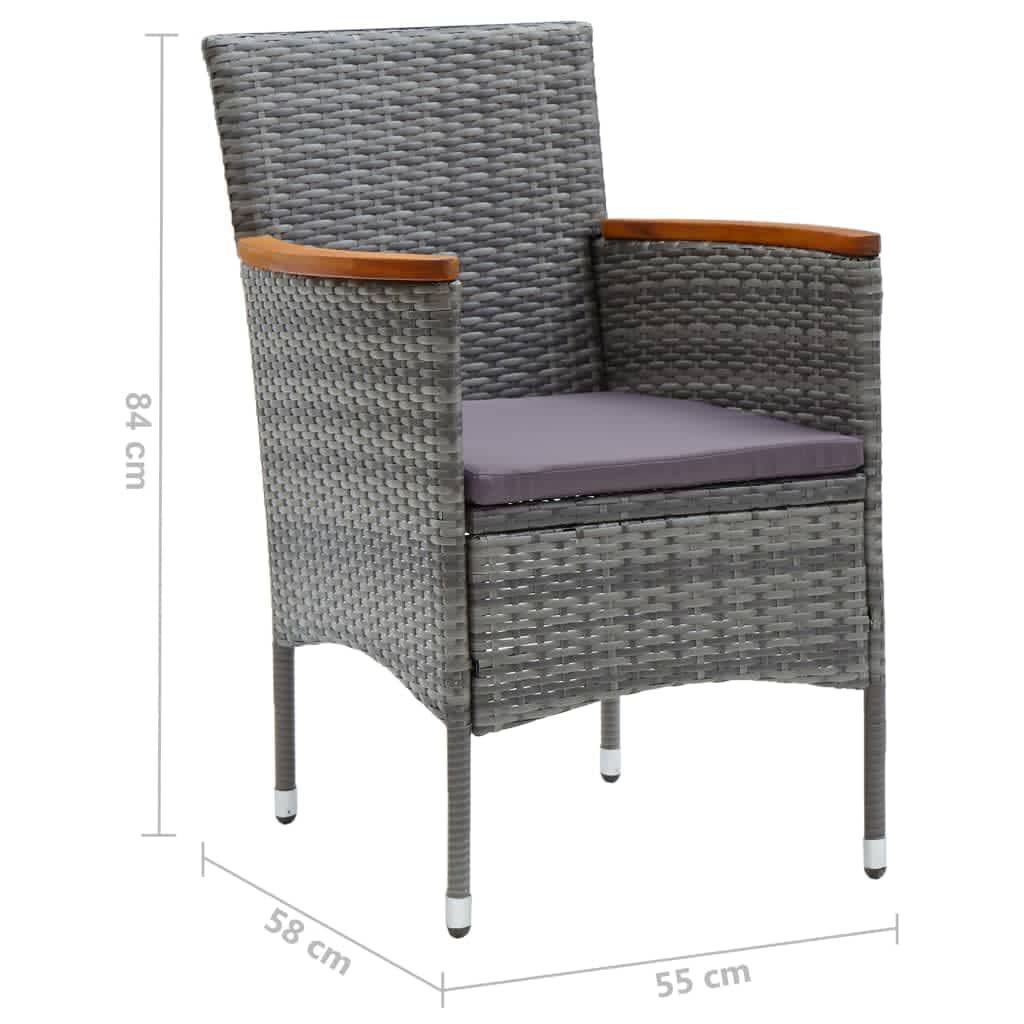 vidaXL 5 Piece Garden Dining Set with Cushions Poly Rattan Grey