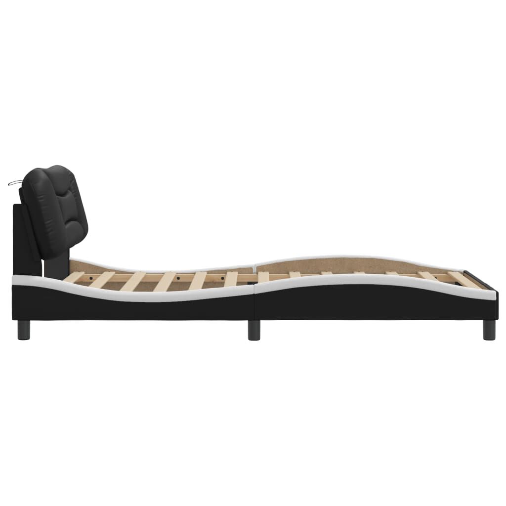vidaXL Bed Frame without Mattress Black and White 100x190 cm Faux Leather