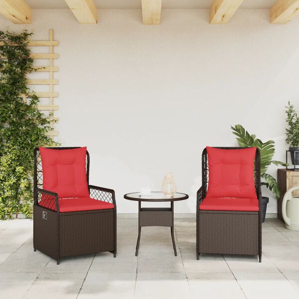 vidaXL Reclining Garden Chairs 2 pcs Brown Poly Rattan
