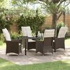 vidaXL Garden Dining Set with Cushion 5 pcs Brown Poly Rattan