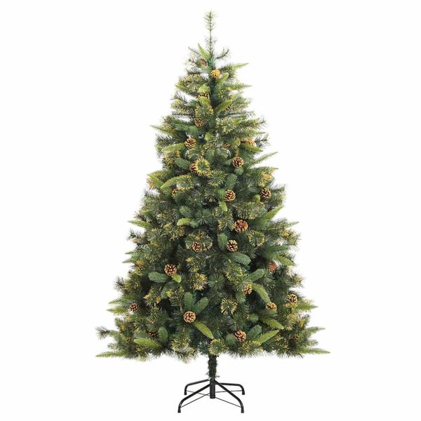 vidaXL Artificial Hinged Christmas Tree 300 LEDs & Ball Set 210 cm