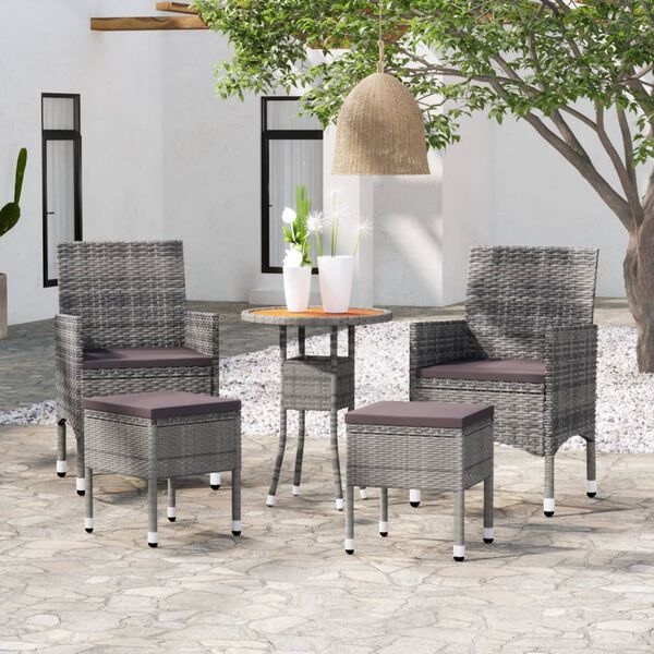 vidaXL 5 Piece Garden Lounge Set Poly Rattan Grey