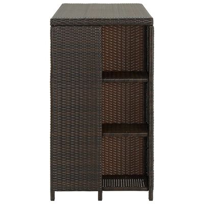 vidaXL Bar Table with Storage Rack Brown 120x60x110 cm Poly Rattan