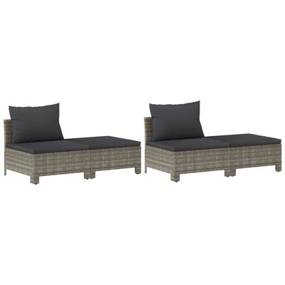 vidaXL 8 Piece Garden Lounge Set with Cushions Grey Poly Rattan