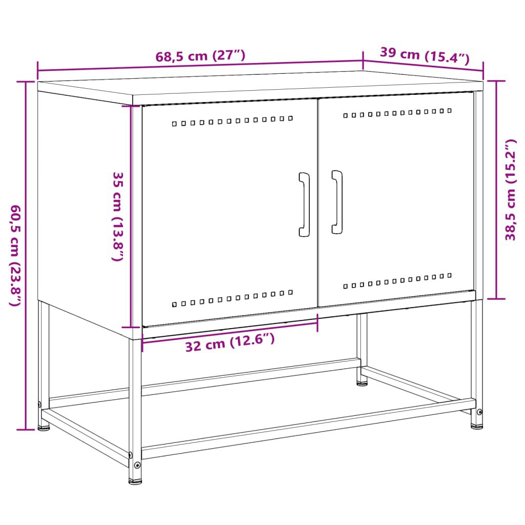 vidaXL TV Cabinet Black 68.5x39x60.5 cm Steel