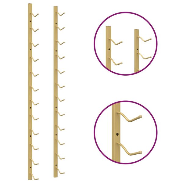 vidaXL Wall Mounted Wine Rack for 12 Bottles Gold Iron