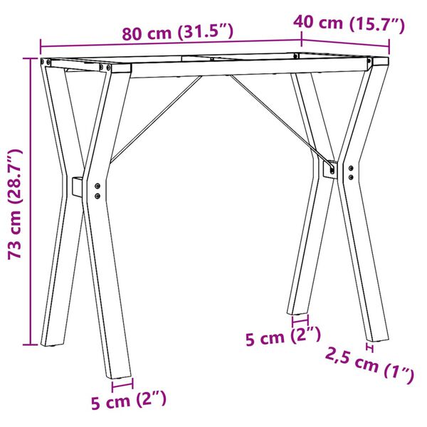 vidaXL Dining Table Legs Y-Frame 80x40x73 cm Steel